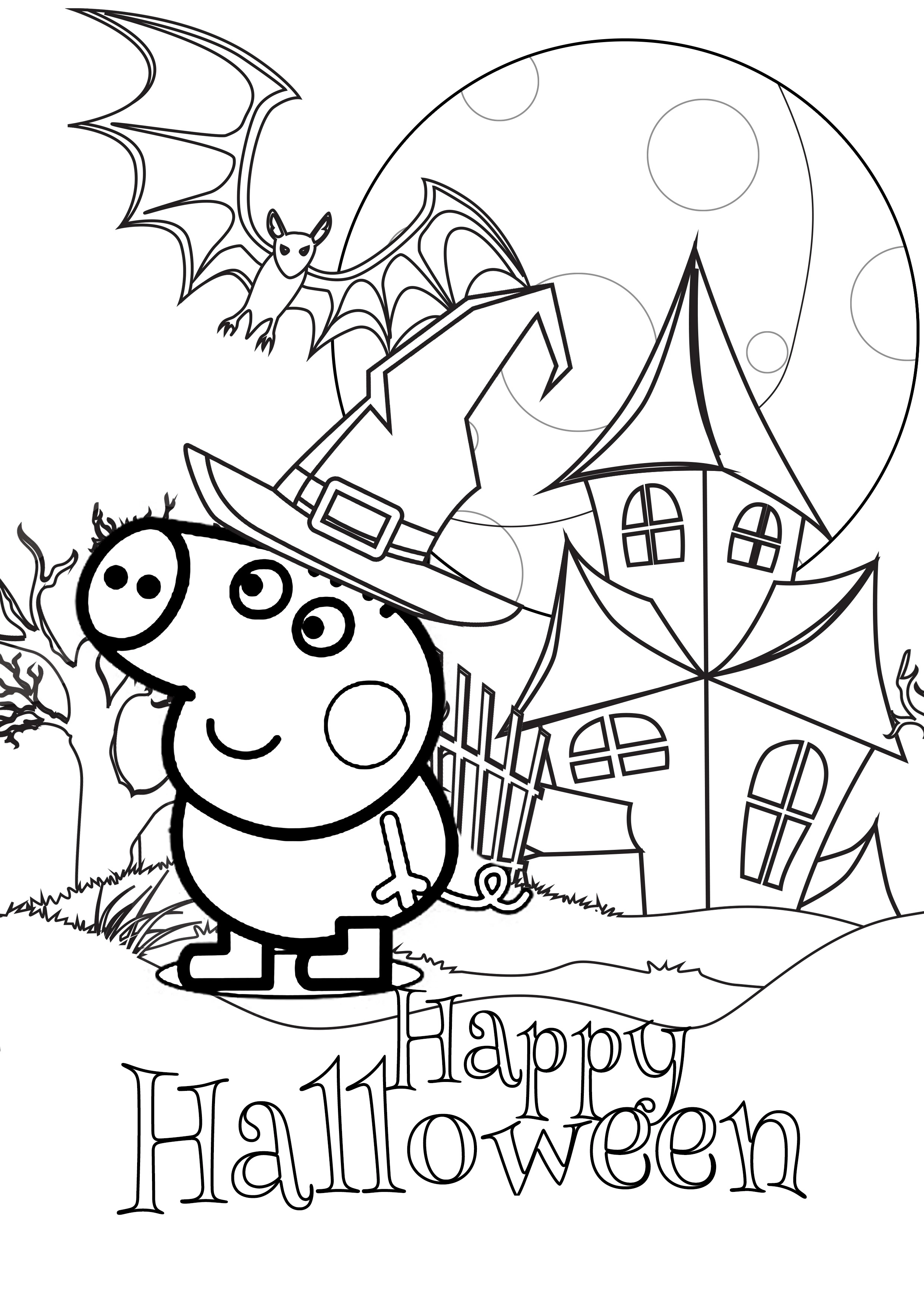 Happy Halloween Peppa Pig Coloring